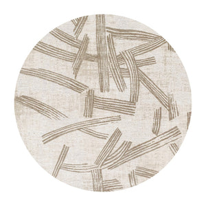 Louis de Poortere Meditation Collection Kanji Calligraphy Inspired Plush Area Rug for Serene Living Spaces Dune 7'10 x 7'10 120005
