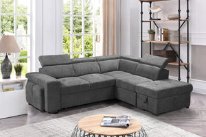 English Elm Remy Woven Fabric Sleeper Sectional with Pull-out Bed Storage Ottoman and Stools B2749S00185