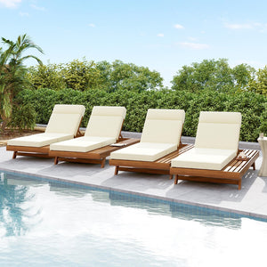 English Elm Christopher Knight Home® - Lounge Chaise Set With Adjustable Headrest, Acacia Wood Frame & Water-Resistant Cushions For Outdoors N770P253442T_N770P285267B