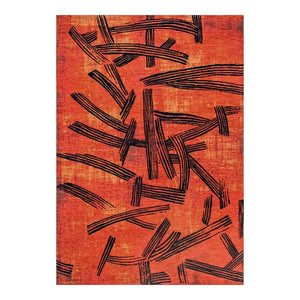 Louis de Poortere Meditation Collection Kanji Calligraphy Inspired Plush Area Rug for Serene Living Spaces Ginger Chocolat 4'7 x 6'7 120007