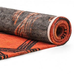 Louis de Poortere Meditation Collection Kanji Calligraphy Inspired Plush Area Rug for Serene Living Spaces Ginger Chocolat 4'7 x 6'7 120007
