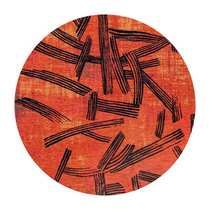 Louis de Poortere Meditation Collection Kanji Calligraphy Inspired Plush Area Rug for Serene Living Spaces Ginger Chocolat 7'10 x 7'10 120013