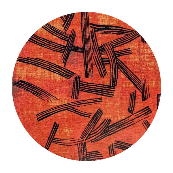 Louis de Poortere Meditation Collection Kanji Calligraphy Inspired Plush Area Rug for Serene Living Spaces Ginger Chocolat 7'10 x 7'10 120013