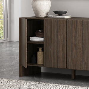 English Elm Linda 60" Sideboard with Soft-Close Doors, Adjustable Shelves, Cable Management, Minimalist Design Walnut Brown B365P397682