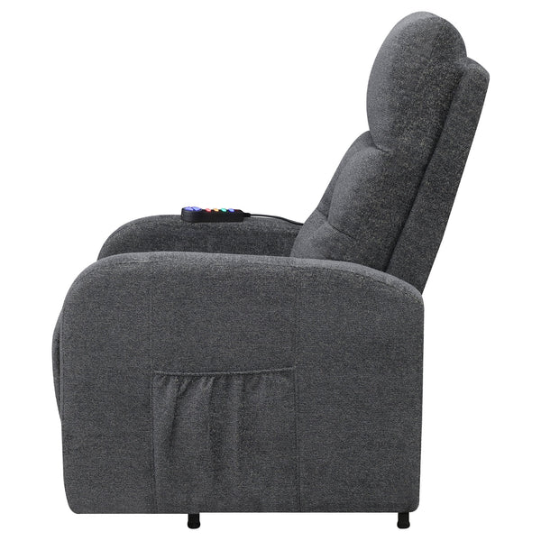 English Elm Lyle Charcoal Power Lift Massage Chair with Heat, USB Remote, Gel Memory Foam & Dual Storage Pockets B062P333409