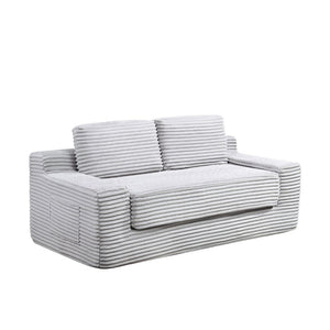 English Elm Corduroy Cloud Convertible Floor Sofa Foam Sleeper for Apartment Living Rooms Gray W3739P368460