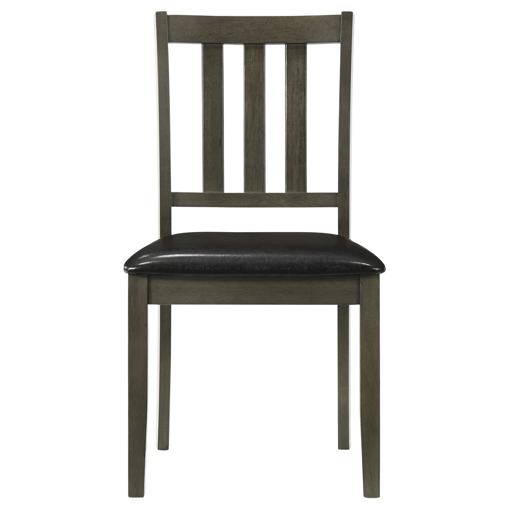 English Elm Rowland 5-Piece Dining Set with Honey Wood Table and Slat-Back Chairs, Black Leatherette Cushions Crafted for Casual Elegance Charcoal B062P353276