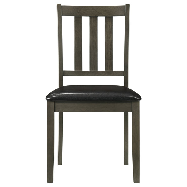 English Elm Rowland 5-Piece Dining Set with Honey Wood Table and Slat-Back Chairs, Black Leatherette Cushions Crafted for Casual Elegance Charcoal B062P353276