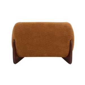 English Elm Christopher Knight Home® - Modern Upholstered Round Arm Accent Chair with Velvet Finish, Elegant Curved Back and Three Legs Design Dark yellow,Walnut 39.5 L x 32.5 W x 23.25 H N776P216196T