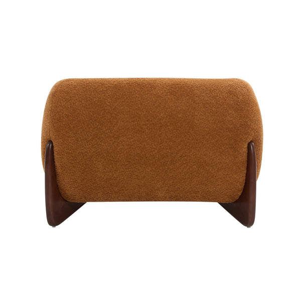 English Elm Christopher Knight Home® - Modern Upholstered Round Arm Accent Chair with Velvet Finish, Elegant Curved Back and Three Legs Design Dark yellow,Walnut 39.5 L x 32.5 W x 23.25 H N776P216196T