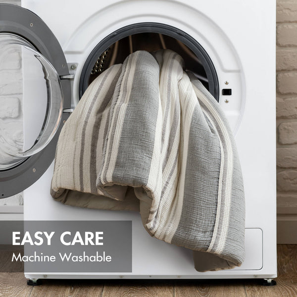 English Elm 3PCS Waffle Washed Comforter Set Full/Queen with Breathable 100% Cotton Face and Plush 270G Fill Grey 23.03 L x 21.46 W x 12.6 H B035P341114