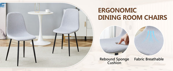 English Elm Table Set With 6 Light Gray Chairs - Modern White Grain Dining Table With Storage & Durable Comfort W1151S04261-GIGA