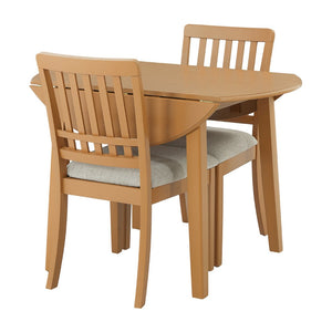 English Elm 3-piece Folding Round Dining Set with Upholstered Chairs for Compact Apartment Spaces Light Brown N752S000618A