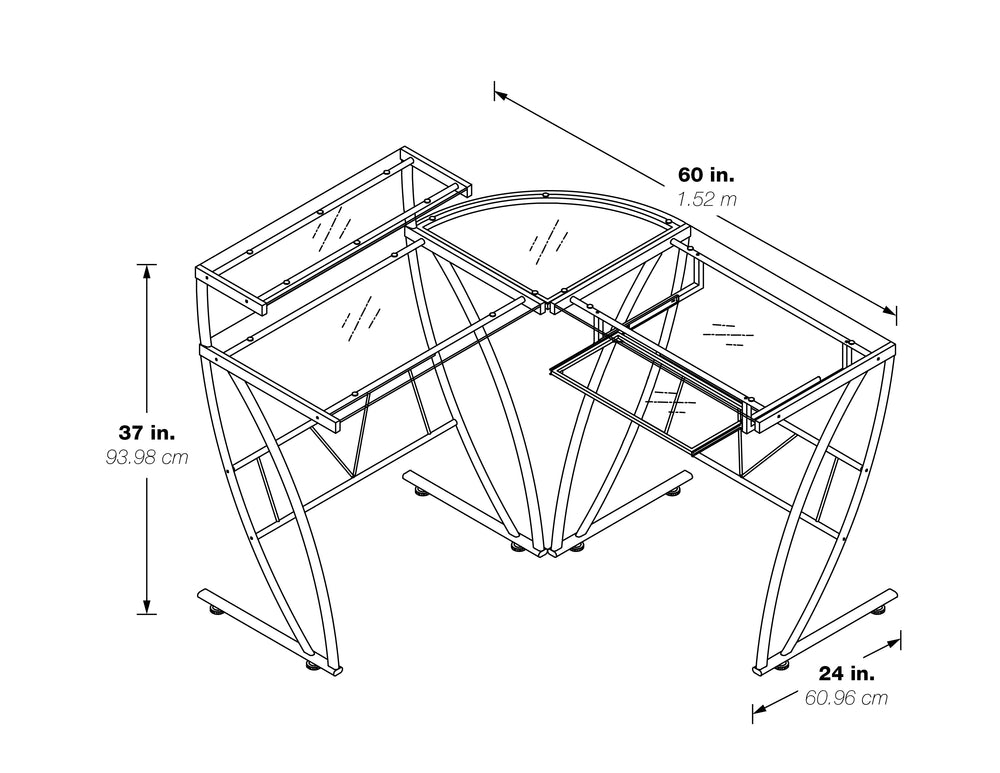 OSP Home Furnishings Constellation L-Shape Desk Black