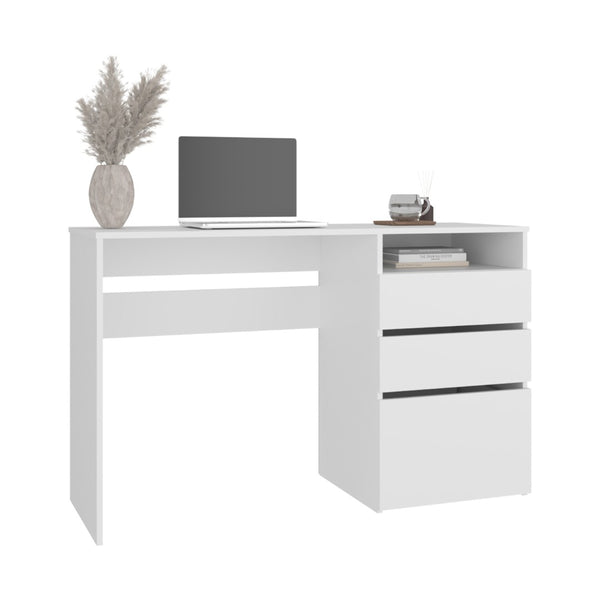 English Elm Kenai White Melamine Computer Desk with Three Drawers and Open Shelf for Home Office B097P474290