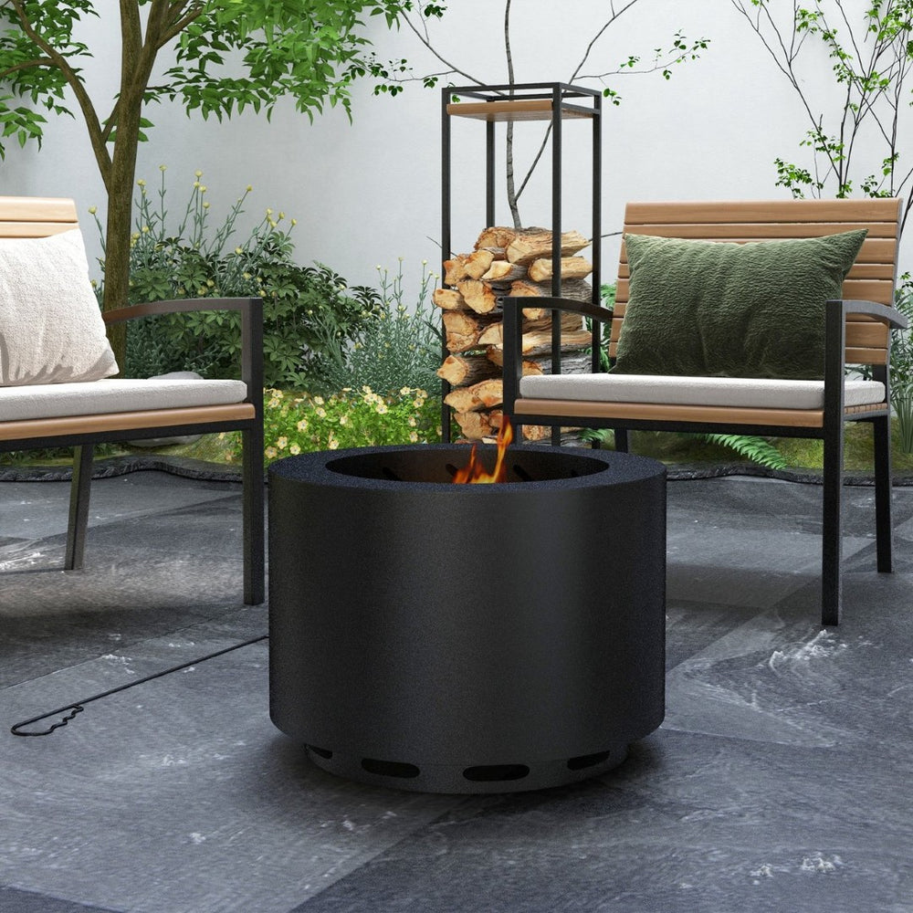 English Elm Outsunny 19 Inch Stainless Steel Wood Burning Fire Pit with Secondary Combustion Design W2225P174296