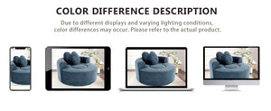 English Elm Round Cloud Sofa Bed Waffle Fabric Memory Foam Convertible Couch for Small Space Living Blue W3224P492030