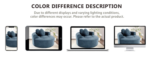 English Elm Round Cloud Sofa Bed Waffle Fabric Memory Foam Convertible Couch for Small Space Living Blue W3224P492030