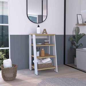 English Elm St. Clair Linen Cabinet with One-Door Design, Two Interior Shelves & Two Open Display Shelves, Stylish Engineered Wood Storage Multicolor 36 L x 20 W x 4 H B070P188853