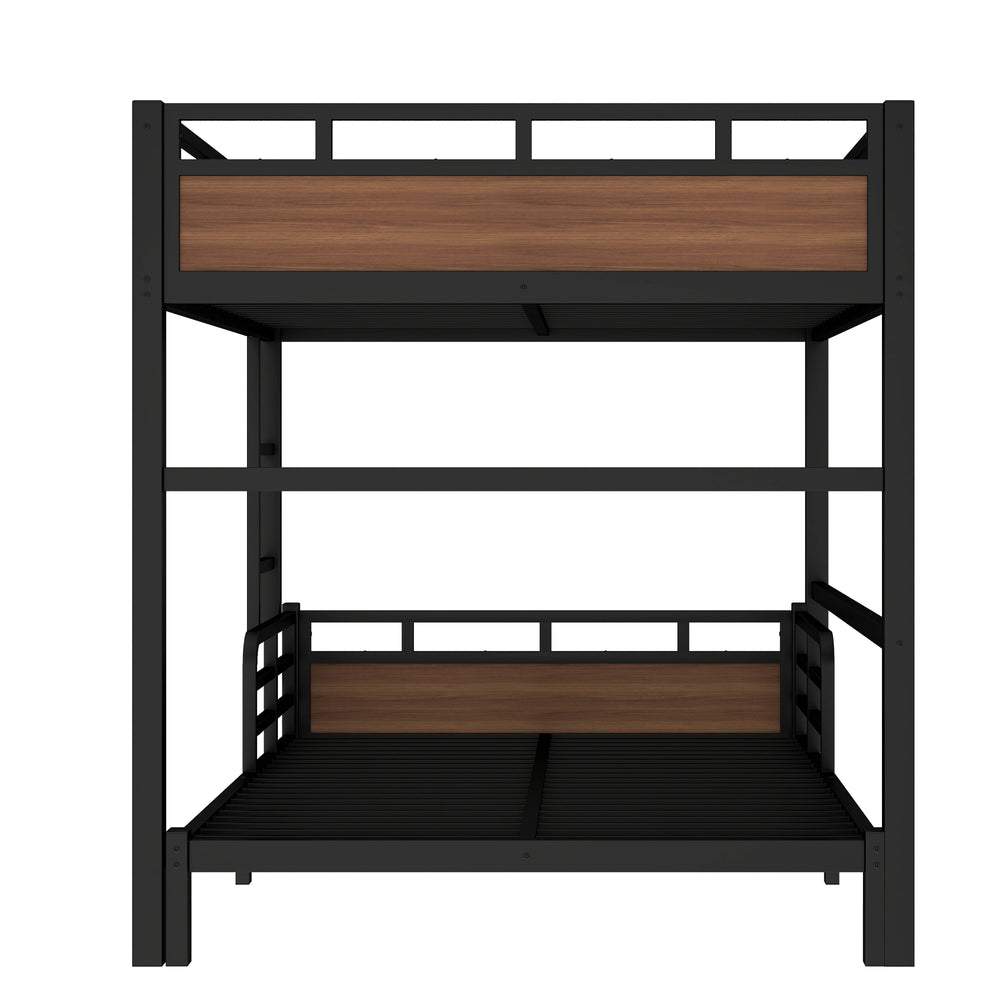 English Elm Full Metal Bunk Bed With Walnut Finish - Versatile Loft Style, Sturdy Design, Easy Assembly, Space-Saving W1580S00227