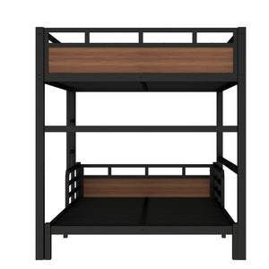 English Elm Full Metal Bunk Bed With Walnut Finish - Versatile Loft Style, Sturdy Design, Easy Assembly, Space-Saving W1580S00227