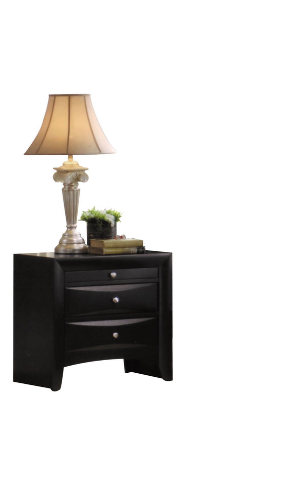 English Elm Black 2-Drawer Nightstand with Tray — Elegant Okume Veneer Bedside Storage, Durable Top, Classic Design B062P209405