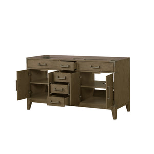 English Elm Grey Oak Double Bath Vanity 60" W With Soft-Close Drawers & Ample Storage For Modern Bathrooms B2731P259852