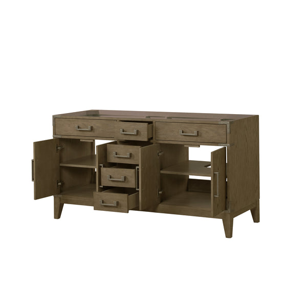 English Elm Grey Oak Double Bath Vanity 60" W With Soft-Close Drawers & Ample Storage For Modern Bathrooms B2731P259852