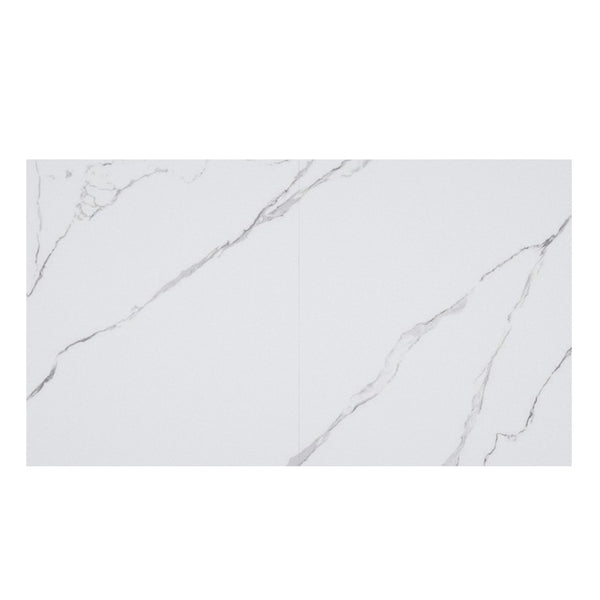 Worldwide Home Furnishings Julius Expandable Dining Set With Sintered Stone Table & Swivel Chairs – Stylish & Durable Design White Table,Black Chair Sintered Stone,Metal,Fabric 207-111wt_144bk