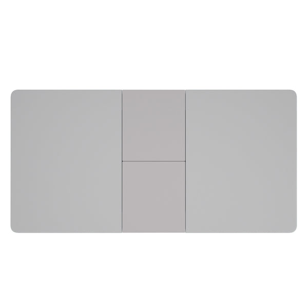 Worldwide Home Furnishings Corvus Modern 7-piece Dining Set With Stylish Grey Gloss Finish And Comfortable Swivel Chairs Warm Grey Table,Light Grey Chair Mdf,Glass,Fabric,Metal 207-159wgy_144lg