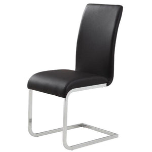 Worldwide Home Furnishings Frankfurt_Maxim 5-piece Contemporary Dining Set With Glass Top And Stylish Faux Leather Chairs Chrome Table,Black Chair Mdf,Metal,Glass,Faux Leather 207-165/489bk