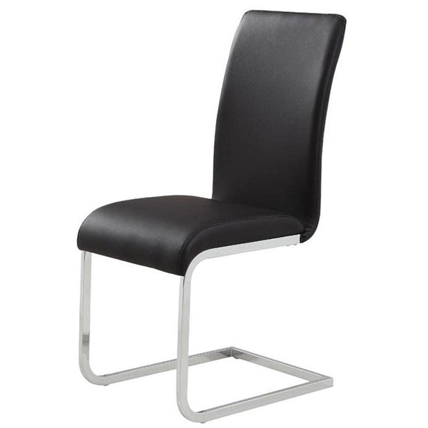 Worldwide Home Furnishings Frankfurt_Maxim 5-piece Contemporary Dining Set With Glass Top And Stylish Faux Leather Chairs Chrome Table,Black Chair Mdf,Metal,Glass,Faux Leather 207-165/489bk