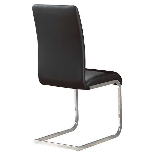 Worldwide Home Furnishings Frankfurt_Maxim 5-piece Contemporary Dining Set With Glass Top And Stylish Faux Leather Chairs Chrome Table,Black Chair Mdf,Metal,Glass,Faux Leather 207-165/489bk