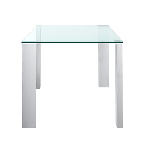 Worldwide Home Furnishings Frankfurt_Maxim Contemporary 5-piece Dining Set With Chrome Finish & Clear Glass Top For Modern Spaces Chrome Table,Grey Chair Mdf,Metal,Glass,Faux Leather 207-165/489gy