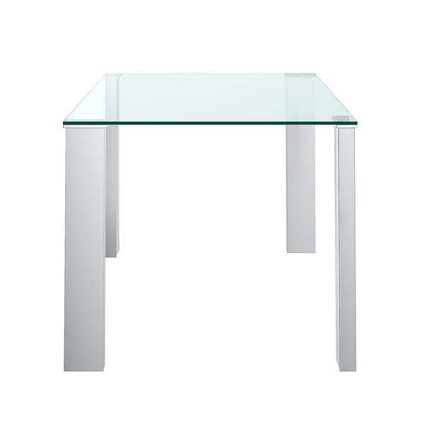 Worldwide Home Furnishings Frankfurt_Maxim Contemporary 5-piece Dining Set With Chrome Finish & Clear Glass Top For Modern Spaces Chrome Table,Grey Chair Mdf,Metal,Glass,Faux Leather 207-165/489gy