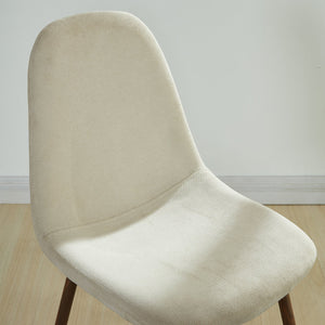 Worldwide Home Furnishings Rocca_Lyna 5-piece Dining Set With Stylish Glass Top, Geometric Design, And Comfortable Chairs Walnut Table,Beige Chair Metal,Glass,Fabric 207-264/250bg