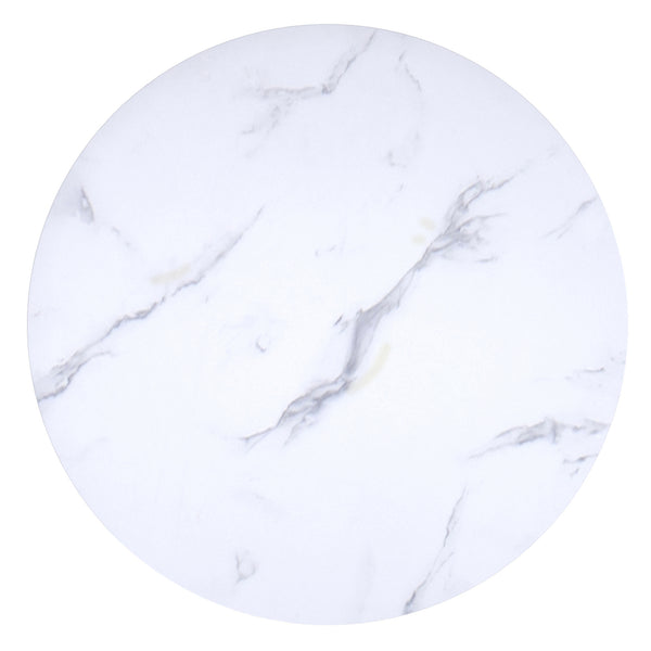 Worldwide Home Furnishings Emery 5-piece Dining Set With Marble-look Table, Aged Gold Accents, And Modern Comfort Chairs White Faux Marble Table,Black Chair Mdf,Metal,Faux Leather 207-294rnd_085pubk