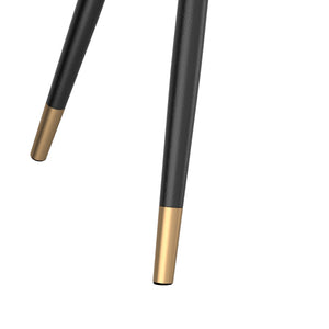 Worldwide Home Furnishings Emery 5-piece Dining Set With Marble-look Table, Aged Gold Accents, And Modern Comfort Chairs White Faux Marble Table,Black Chair Mdf,Metal,Faux Leather 207-294rnd_085pubk