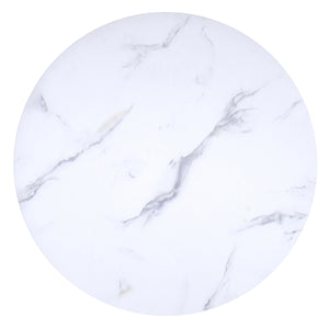 Worldwide Home Furnishings Emery Contemporary Marble-look Dining Set - A-line Black Metal Legs & Plush Mid-century Chairs White Faux Marble Table,White Chair Mdf,Metal,Faux Leather 207-294rnd_620wt