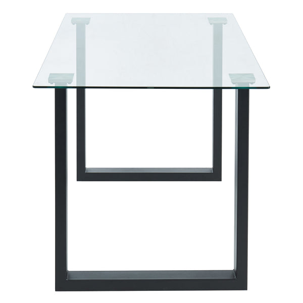 Worldwide Home Furnishings Franco Modern 5-piece Dining Set With Clear Glass Table & Vintage Faux Leather Chairs, Easy Assembly Black Table,Vintage Grey Chair Metal,Glass,Faux Leather 207-454bk/429gy