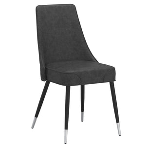 Worldwide Home Furnishings Franco Modern 5-piece Dining Set With Clear Glass Table & Vintage Faux Leather Chairs, Easy Assembly Black Table,Vintage Grey Chair Metal,Glass,Faux Leather 207-454bk/429gy