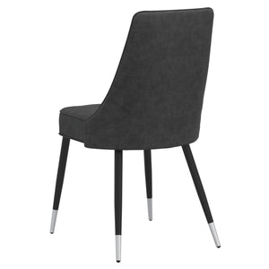 Worldwide Home Furnishings Franco Modern 5-piece Dining Set With Clear Glass Table & Vintage Faux Leather Chairs, Easy Assembly Black Table,Vintage Grey Chair Metal,Glass,Faux Leather 207-454bk/429gy