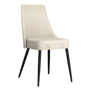 Worldwide Home Furnishings Stark Modern 7-piece Dining Set With Glass Top, Geometric Base, And Vintage Faux Leather Chairs Walnut Table,Beige Chair Metal,Glass,Fabric 207-535wal_158beg
