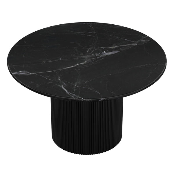 Worldwide Home Furnishings Jilsa Modern 5-piece Dining Set - Solid Mango Wood Table With Marble Top & Stylish Bentwood Chairs Black,Ivory Solid Wood,Marble,Fabric,Metal 207-551blk_904iv