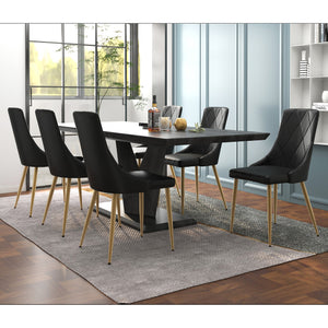 Worldwide Home Furnishings Eclipse 7-piece Dining Set With Stylish Extension Table And Elegant Faux Leather Chairs For Comfort Black Table,Black Chair Wood,Faux Leather,Metal 207-860blk_573bk