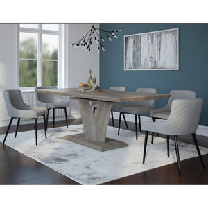 Worldwide Home Furnishings Eclipse Modern 7-piece Dining Set With Versatile Extension Table And Stylish Mid-century Chairs Oak Table,Black And Grey Chair Select Solids & Veneers,Fabric,Metal 207-860ok/086gy