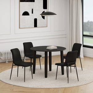Worldwide Home Furnishings Conrad 5-piece Black Dining Set With Round Drop-leaf Table & Honeycomb Upholstered Chairs For Comfort Black Table,Black Chair Wood,Faux Leather,Metal 207-863blk_083blk