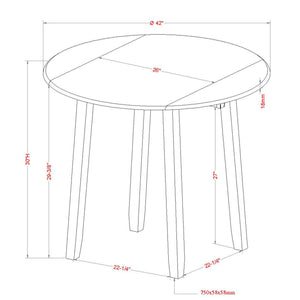 Worldwide Home Furnishings Conrad-5pc Stylish Round Dining Set With Double-drop Leaf Table And Comfortable Cushioned Chairs Walnut Table,Walnut Chair Wood,Fabric 207-863wal_5pc