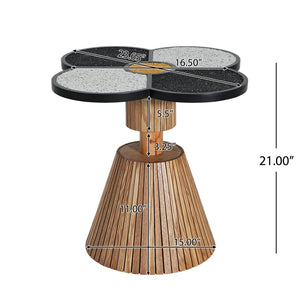 English Elm Unique Clover Shaped Stone Texture Side Table with Drawer Organic Sculptural Accent N770P355444N