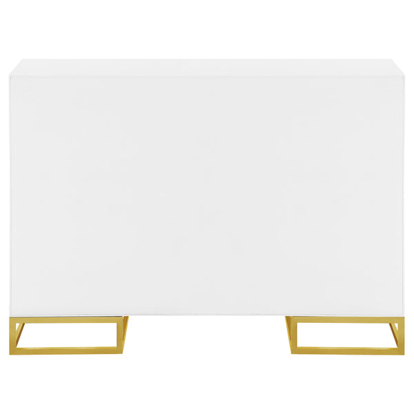 English Elm Synchrony White and Gold Art Deco 2-Door Accent Cabinet with Shelves, Metal Trim, Chic Storage B062P351428